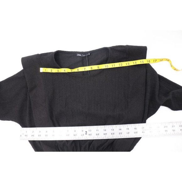 NWT Zara Women’s Size Medium Textured Dress Ruffles Black long sleeve 4215 - Picture 9 of 11